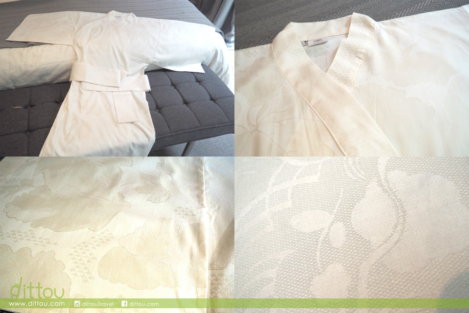 睡袍利用 100% 精梳棉（亦稱埃及棉）製成，格外輕巧透氣，近看有漂亮的暗花，讓大家在家居享受更舒適的睡眠，體驗「法式生活樂趣」（joie de vivre）。
